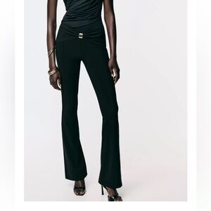 Zara NWT black gold appliqué detail flare stretchy pants